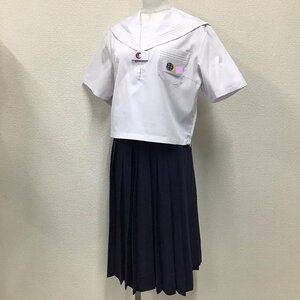 O18 (中古) 兵庫県 中部中学校 セーラー服 上下セット /指定品/M/W66/丈63/白3本ライン/KANKO/夏服/夏用/制服/中学校/高校/女子学生