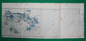 地図 （絵図）鹿児島県 薩摩國 古地図 木版 彩色 江戸時代 歴史資料 インテリア 教材（レターパックライト発送）