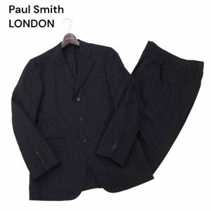 美品★ Paul Smith LONDON ポールスミス ロンドン 春夏 背抜き★ 3B ストライプ セットアップ スーツ Sz.M　メンズ 日本製　I4T01440_4#M