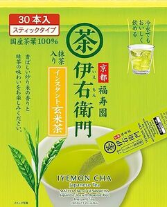 宇治の露 伊右衛門 インスタント玄米茶スティック (0.8g×30P)×3個