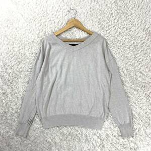 UNTITLED アンタイトル Ｖネックニット グレー ラメ入り シルク混 0 YA4793