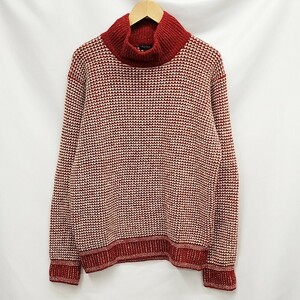 261718【Lサイズ】Paul Smith ウール 100％ ハイネック バーズアイ ニット セーター レッドミックス ポールスミス メンズ 日本製