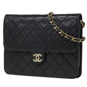 シャネル CHANEL マトラッセ シングルフラップ チェーン ショルダー ココマーク ショルダーバッグ レザー ブラック A03569 レディース 中古