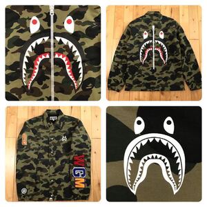 シャーク コーチ ジャケット Sサイズ a bathing ape BAPE SHARK COACH Jacket 1st camo green エイプ ベイプ アベイシングエイプ i1131