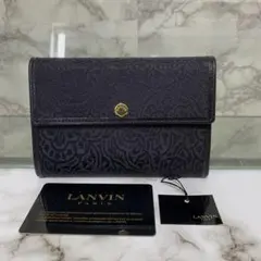 新品　未使用 LANVIN ランバン 三つ折り財布 コンパクト ブラック 花柄