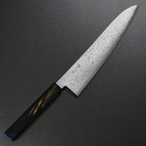 包丁 牛刀 240mm 寛丈 63層ダマスカス V金10号 ステンレス 漆柄 日本製 関市 プロ仕様