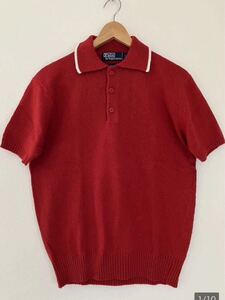 POLO Ralph Laurenラルフローレン　半袖ポロシャツ　コットン(サマーニット) レッド　90sデッドストック