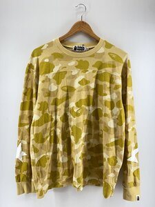 A BATHING APE◆COLOR CAMO RELAXED FIT L/S TEE長袖Tシャツ/M/コットン/YLW/カモフラ