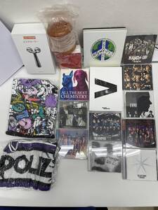 3317 1円～ おまとめ CD DVD EXILE グループ 今市隆二 Kis-My-Ft2 NEWS CHEMISTRY タオル ペンライト 美顔器 計16点+ビニールバッグ