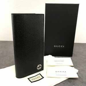 ☆送料無料☆ 未使用品 GUCCI 長財布 610467 ブラック インターロッキング 箱付き 214