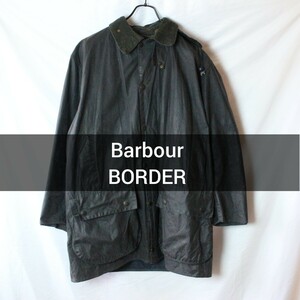 フード付 3ワラント 90s Barbour BORDER バブアー ボーダー ネイビー オイルドジャケット ビンテージ ヴィンテージ EURO古着 古着 