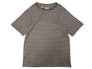 CORONA UTILITY WEAR コロナ ボーダー ポケットTシャツ チャコールヘザーx白 SIZE:M.post o