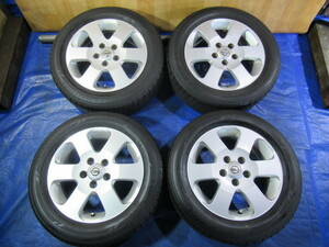 激安即決！日産純正 16-6J 5H/114.3 ET45 + BRIDGESTONE 195/60R16 ！中古4本！シルフィ セレナ ラフェスタ等！T007712