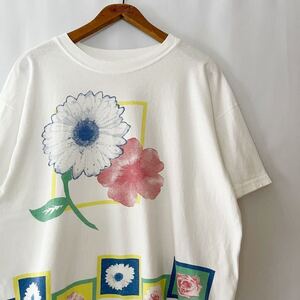 90s フラワー Tシャツ ビンテージ 90年代 花 アート オリジナル ヴィンテージ