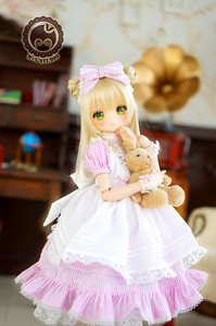 MDD (S/M胸)、可愛いアリス風メイド服６点セット★ピンク