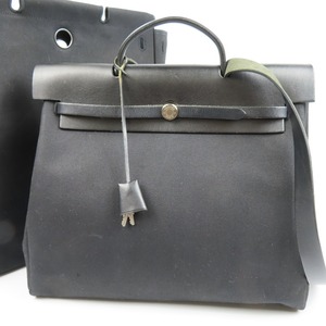 95284★1円スタート★HERMES エルメス 美品 エールバッグGM 2WAY ショルダーバッグ ヴィンテージ ハンドバッグ キャンバス レザー □G刻印