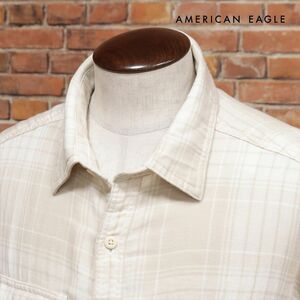 秋冬/AMERICAN EAGLE/XLサイズ/ネルシャツ 2151-6068 起毛 チェック柄 胸ポケット BIGシルエット 長袖 新品/ライトベージュ/jb115/