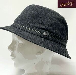 【新品】Borsalino ボルサリーノ 日本製 定番メタルロゴ付き ラウンド刺繍ラインが素敵なウールハット size XL 59.5cm