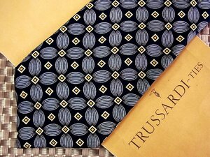 ♪29688C♪良品【花 スクエア デザイン 柄】トラサルディ【TRUSSARDI】ネクタイ