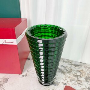 バカラ Baccarat 花瓶 クリスタルガラス クリア 花瓶 美品 小物 Ｌ　グリーン