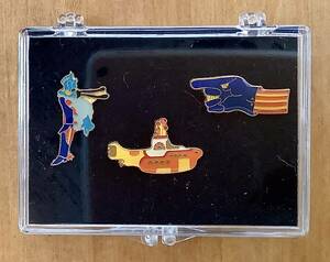 ビートルズ　イエロー・サブマリン ピンバッジ3点セット　ケース入り　The Beatles Yellow Submarine