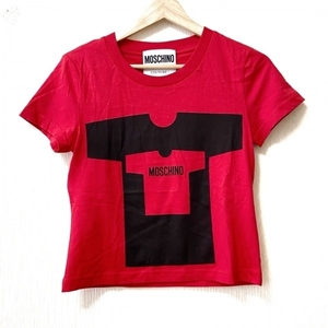 モスキーノ MOSCHINO 半袖Tシャツ サイズl38 - レッド×黒 レディース クルーネック トップス