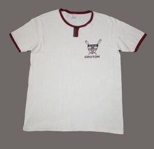 80s【Champion】Tシャツ　トリコタグ　リンガー　アメリカ製　ガゼット　ビンテージ　S　古着　半袖カットソー