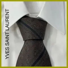 美品 YVES SAINT LAURENT ジャガード シルク ネクタイ