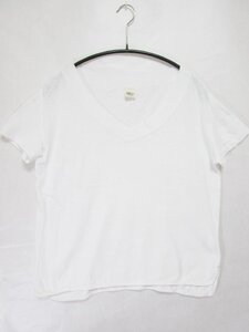 【送料込】 Ron Herman ロンハーマン Tシャツ ホワイト 白 無地 コットン 綿100% Vネック ショート丈 半袖 シンプル 涼しい sizeXS/960610