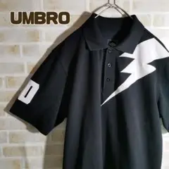 アンブロ UMBRO ポロシャツ 半袖 黒 イナズマ 刺繍 ロゴ