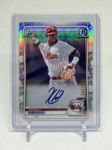 499枚限定 1ST BOWMAN ケンドール・シモンズ サイン 直書き 2020 Bowman Baseball MLB AUTO KENDALL SIMMONS