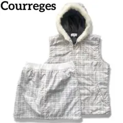 Courreges クレージュ　セットアップ　中綿入り　ダウン　ベスト　スカート