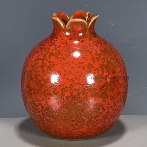 清雍正霽紅釉石榴花瓶 景徳鎮 陶磁器 装飾品 現代工芸品美術品 置物