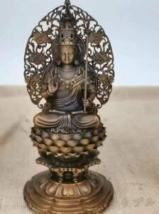 極上品★ 虚空蔵菩薩坐像 仏像 仏教工芸品 銅製 磨き仕上げ 高さ15cm