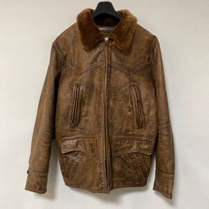 新品未使用品 定価 396000円 24aw RRL シアリング カラー レザー カーコート M 牛革 エイジング ヴィンテージ 加工 ボア 中綿 ジャケット