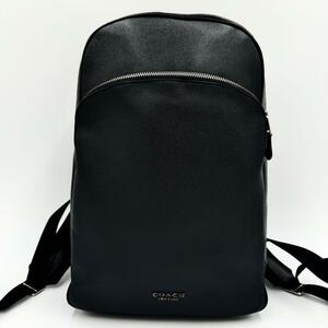 1円～【極美品】COACH コーチ リュックサック ベケット ビジネス ブラック クロスグレイン レザー A4 PC メンズ シンプル メンズ