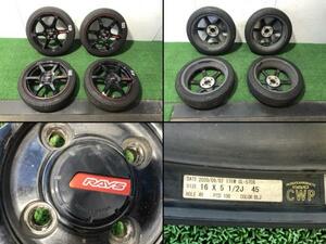 社外アルミ ホイール 4本セット 16インチ RAYS レイズ 16×5.5J +45 PCD 100- 4H 4穴 165/50R16 軽自動車 コペン 等