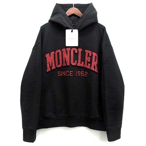 モンクレール MONCLER ラメ フロッキー ロゴ スウェット パーカー 2023SS ブラック 黒 XL 国内正規 メンズ