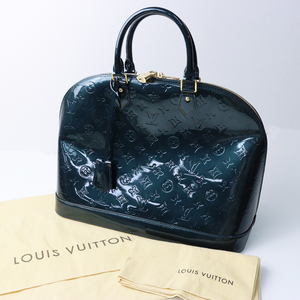 良品 ルイヴィトン LOUIS VUITTON M93682 アルマGM モノグラムヴェルニ /ブルーニュイ ハンドバッグ グリーン系 【2400014246339】