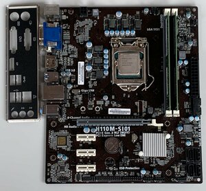 【中古/簡易確認】ECS H110M-SI01 Core i3-6100 8GBメモリ 2枚 パネル有 / LGA1151 MicroATX DDR3メモリ対応