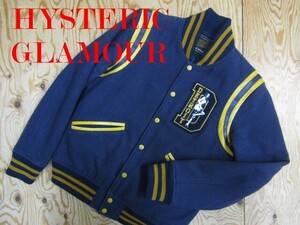 ★ヒステリックグラマー HYSTERIC GLAMOUR★メンズ レザー使い メルトンスタジャン レタードワッペン付き★R61229012A