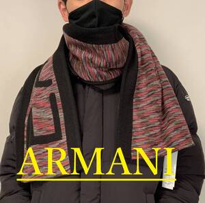 エンポリオ アルマーニ　EA7　マフラー 02　マルチレッド　新品 タグ付　275905 9A306　ロゴ　ユニセックス　EMPORIO ARMANI