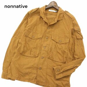 nonnative ノンネイティブ 絹 シルク混★ ROAMER SHIRT C/S TWILL OVERDYED 長袖 ミリタリー シャツ Sz.1　メンズ 日本製　A4T00984_1#C