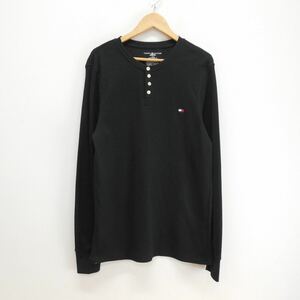 TOMMY HILFIGER トミーヒルフィガー ヘンリーネック サーマル カットソー 長袖Tシャツ ロンT 黒 M 10112644