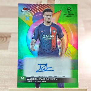 99枚限定 ワレン・ザイール＝エムリ 2023-24 Topps Finest UEFA Warren Zaire-Emery Auto Paris Saint-Germain 95/99 直筆サインカード