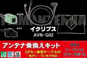 GPS一体型アンテナ & アンテナケーブル & GPSフィルムアンテナ セット イクリプス ECLIPSE 用 AVN-G02 用 VR1 コネクター 地デジ