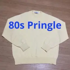 80s Pringle コットンニット 薄イエロー スコットランド製