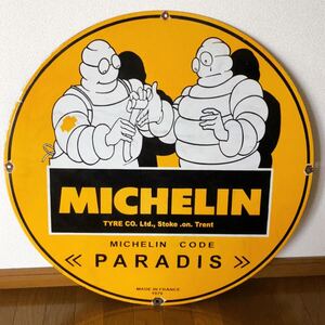 【幅76cm】ミシュランマン ホーロー 看板 MICHELIN PARADIS ビバンダム ビンテージ アンティーク アメリカ 世田谷ベース 