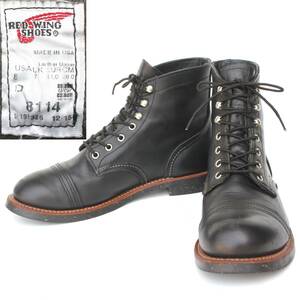 (31550)美品REDWING8114レッドウィング8D約26cm (アイアンレンジ アイアンレンジャー黒ブラック2015年製ブラックハーネス ヴィンテージ)