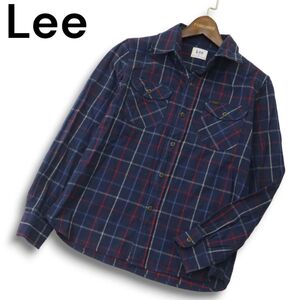 Lee リー × ナノユニバース別注★ LT0941 秋冬 長袖 ワーク チェック ネル シャツ Sz.M　メンズ ネイビー　A4T11099_A#B